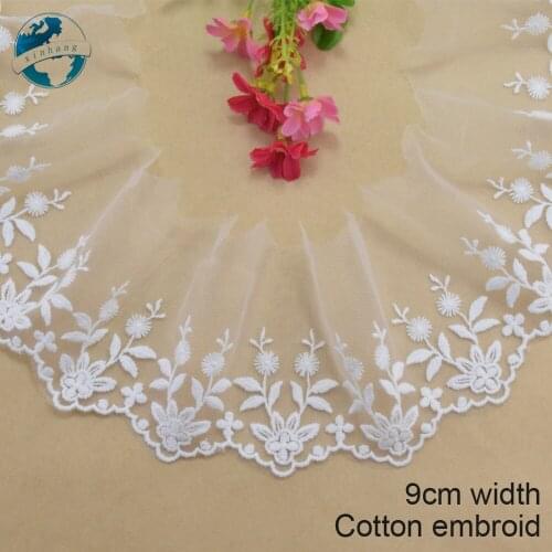 9cm width cotton embroidery lace edges french ribbon lace fabric guipure diy trims mini dress lace sewing Accessories#2989
