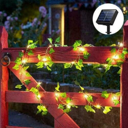 Solar / Battery Powered LED Ivy Fairy String Lights Garland Wreath Wedding Party Garden Outdoor Wall Fence Lamps Decoration