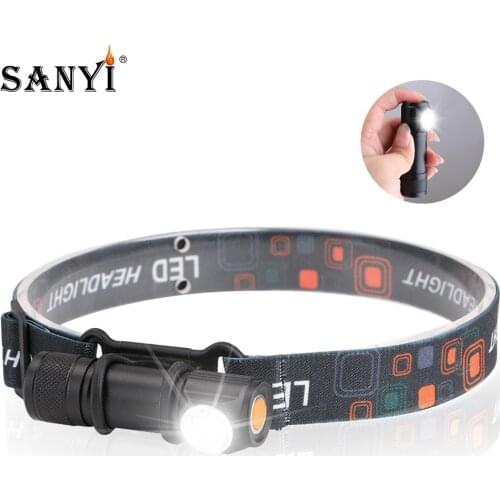 Sanyi LED Headlight 3-Mode Lighting Headlamp USB Charging Head Torch Fishing Camping Lamp Magnetic Flashlight Built-in Battery