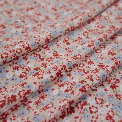 Fresh And Sweet Apricot Red And Blue Small Floral Korean Silk Chiffon Fabric Dress Shirt Girls Clothing Handmade DIY Fabric