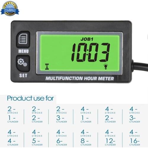 Tachometer Functional Digital Inductive Gasoline Engine Hour Meter Voltmeter with Clock 2 & 4 Stroke Tachometer Maintenance