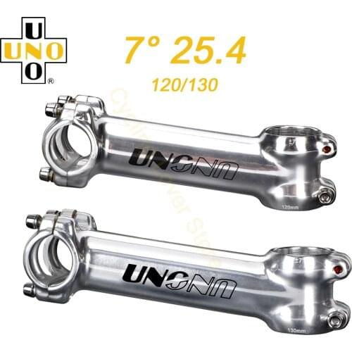 UNO MTB Bike Stem 25.4 Bicycle Power Form Stem Extension 7 Degree Stem Riser 120/130mm Silver MTB Bars Long