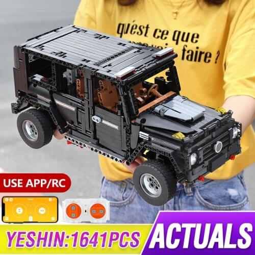 Mould King High-Tech MOC 2425 Motor Power Car Model The G-Glass G500 AWD Wagon SUV Vehicle Building Blocks APP RC Toy for Boys