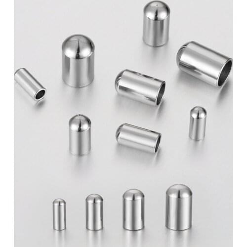 50pcs Stainless Steel Fastener Crimp Clasps Cord End Caps Leather Cord Findings Supplies Wholesales for Jewelry Making Craft DIY