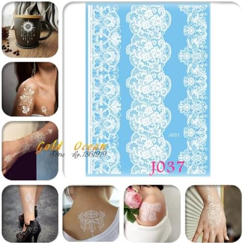 1PC Top Quality White Henna Lace Tattoo Paster GJ037 Sexy Women Wedding Brides Tattoo Stickers Removable Summer Style Tatoos