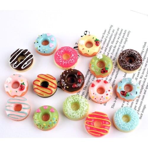 100Pcs/Lot Mix Kawaii Food Cute Cream Donut Resin Flatback Cabochons for Phone Deco Scrapbooking DIY Decoration Parts wholesale
