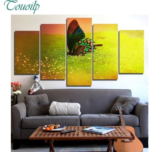 2018 new 5pcs Diy Diamond Cross Diamond Rhinestone Diamond Mosaic Golden grassland Beautiful butterfly Round&Square Home Decor