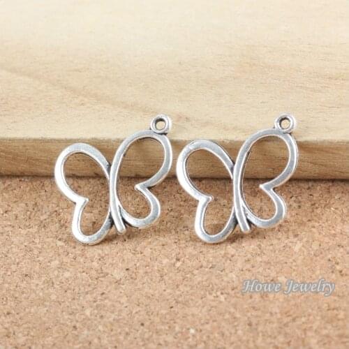 40 pcs Antique Silver hollow butterfly zinc alloy pendant fit DIY Charm fashion Bracelet Necklace metal jewelry accessories B002