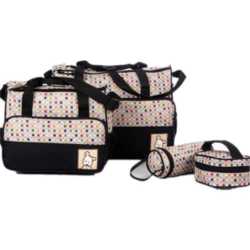 5PCS Suits Mother Baby Bags Changing Diaper Nappy Handbag Colorful Dot Cute Animal Outdoor Picnic Travel For Infant MBG0078