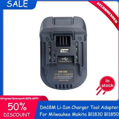 In Stock FULL-20V To 18V Battery Conversion Dm18M Li-Ion Charger Tool Adapter For Milwaukee Makita Bl1830 Bl1850 Batteries