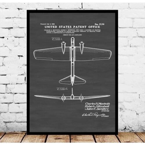 Boeing YB-9 Bomber Patent Blueprint Poster