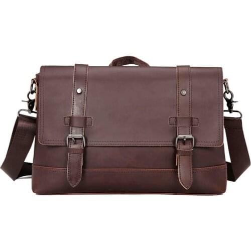 Business Messenger Bag Men Thick Leather Shoulder Bag Man Crossbody Bag Male Sling Leisure Bags Unisex School Tote Handbag Black