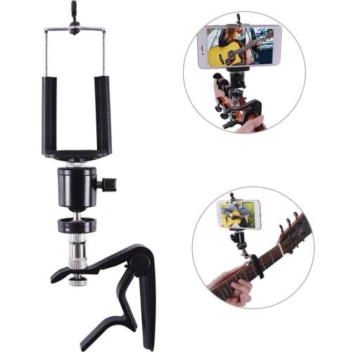Guitar Head Clip Mobile Phone Holder Adjustable Guitar Live Broadcast Bracket for iPhone Smartphone Music Mount Stand Support