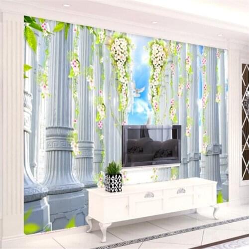 Wellyu European pattern Roman high-grade flower wall wallpaper custom large mural green wallpaper papel de parede para quarto