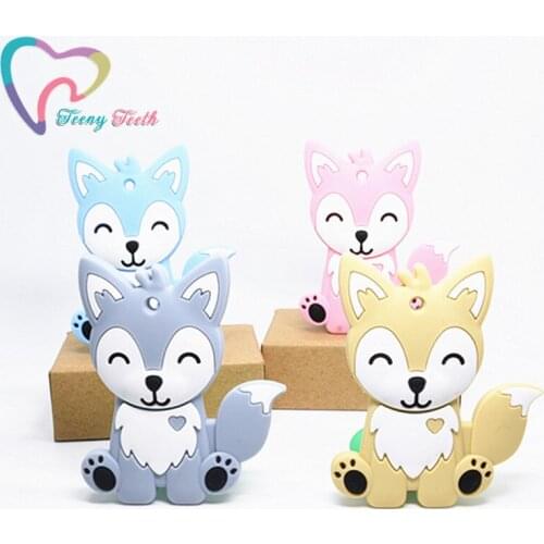 10 PCS New Silicone Animal Cartoon Fox Shape Teethers BPA Free Teething Fox Food Grade Baby Chewable Toys Nursing Pendants