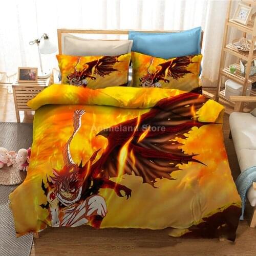 Fairy Tail Bedding Set Anime Kids Bed Linen Quilt Duvet Cover Sets Home Decor Twin Single Queen King Size Fashion Gift Cartoon