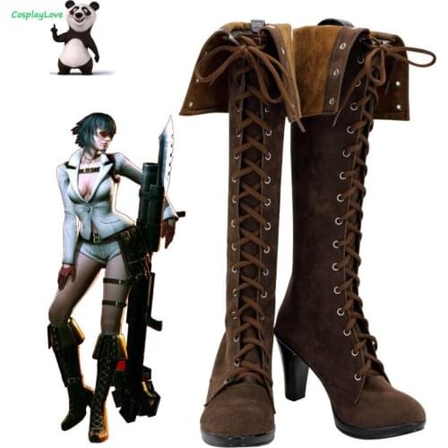 CosplayLove DMC Mady Brown Shoes Cosplay Long Boots Custom Made For Halloween Christmas