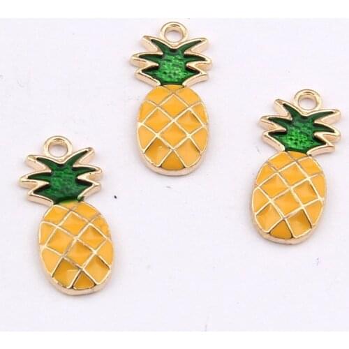 Daisies 100pcs/lot 25*10mm Alloy Metal Enamel Pineapple Charms Pendant for Jewelry Making Findings