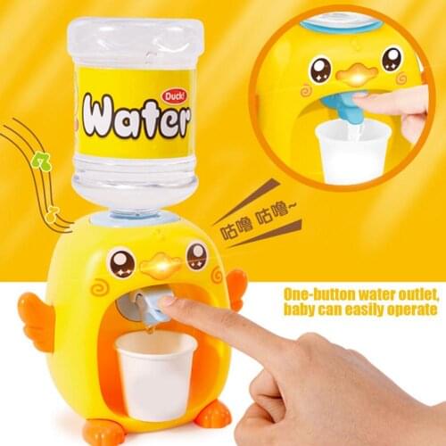 Mini Water Dispenser For Children Kids Gift Cute Drinking Fountain Simulation Cartoon Duck Kitchen Play House Toy Kawaii Gifts