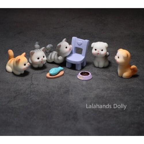Doll House Mini Lovely Cat Model Miniature DIY Children Play House Toys for Boys and GirlsToy Accessories