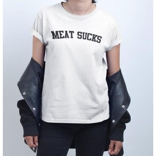 MEAT SUCKS Letters Print Women T shirt Cotton Casual Funny Shirt For Lady Top Tee Tumblr Hipster Drop Ship NEW-18