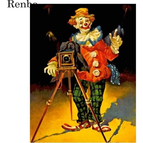 DIY Full Square Drill 5D Diamond Painting Clown And Camera Painting Rhinestone Diamond Mosaic Embroidery Kit Children Room Decor
