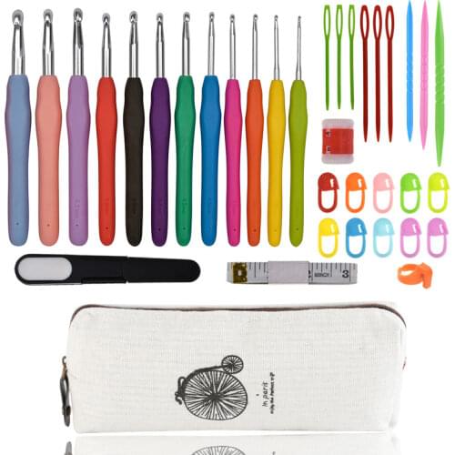 35pcs/lot Crochet Hook Set For Crocheting And Knitting DIY Weave Clothes Sewing Tools Knitting Needles With Bike Pattern Case
