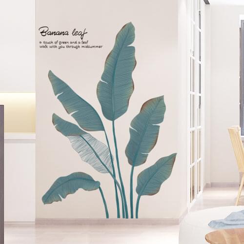 [SHIJUEHEZI] Banana Tree Leaves Wall Stickers DIY Plantain Leaves Wall Decals for Living Room Bedroom Kitchen House Decoration