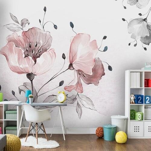 Custom Wall Mural Waterproof Canvas Wallpaper Hand Painted Floral Flowers Art Wall Painting Living Room Bedroom Background Paper