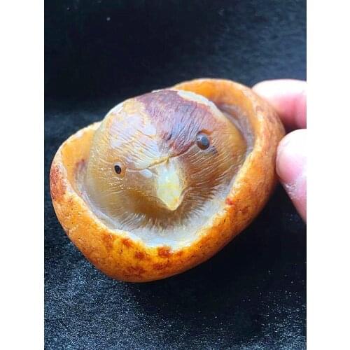 Natural quartz crystal Brazilian agate carved bird head decoration.Home decoration agate ornaments healing