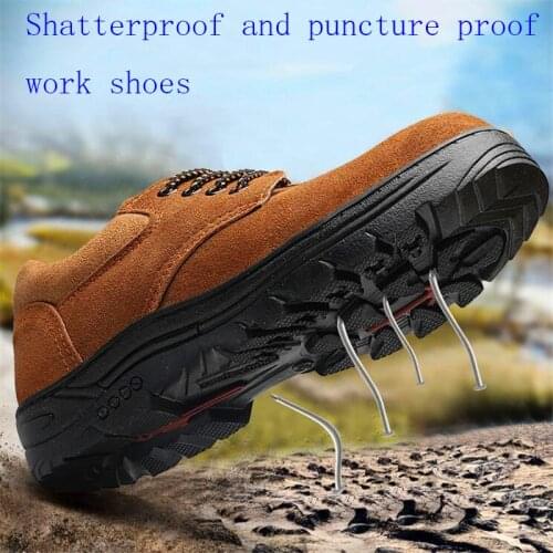 New Men Steel Toe Work Safety Shoes Men Boots Anti-smashing Anti-slip Steel Puncture Proof Men Work Shoes Indestructible Shoes