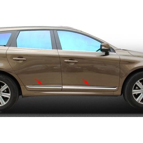 Stainless steel Trim For Volvo XC60 XC 60 2014 2015-2016 Accessories Side Door Car Body Molding Cover 4pcs/set