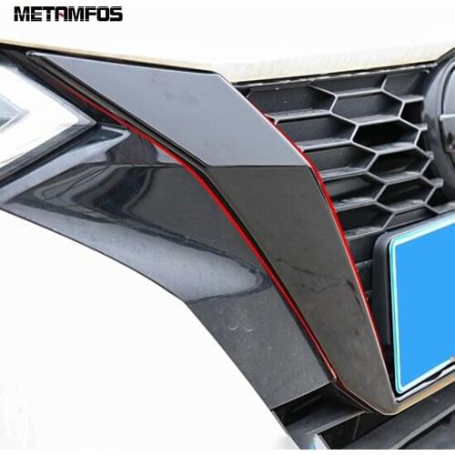 For Nissan Sentra Bluebird Sylphy Almera 2020 2021 Front Center Grille Grill Cover Trim Molding Sticker Exterior Car Accessories