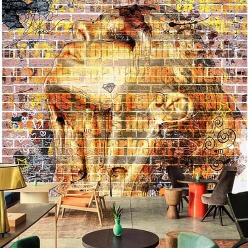 Custom retro wallpaper, brick and graffiti murals for the living room dining to the hotel background wall PVC wallpaper
