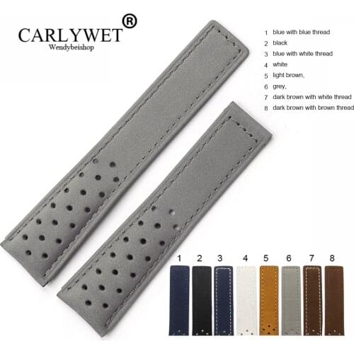 CARLYWET 20 22mm Real Calf Leather Grey Suede VINTAGE Replacement Wrist Watch Band Strap Belt