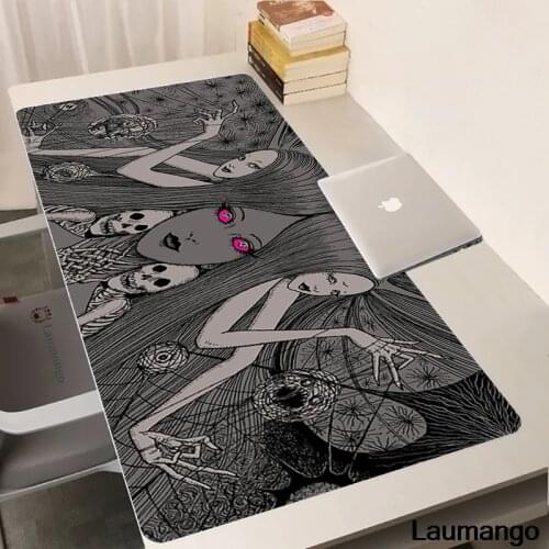 Junji Ito Tees Horror Rubber Gamer PC Computer Keyboard Mouse Pad Durable Desktop Gaming Accessories Large XL 900x400 Mousepad
