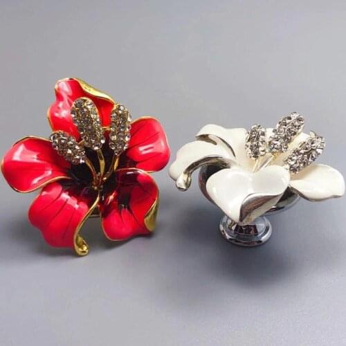 Cabinet Handle Art Flower Handle Alloy Inlaid Drill Handle Drawer Alloy Pull Furniture Accessories