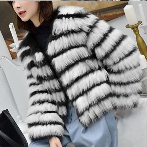S/9Xl Womens Autumn Winter Spring Imitation Fox Fur Jackets Large Size Mixed Color Female Short Section Faux Fur Coats K1107