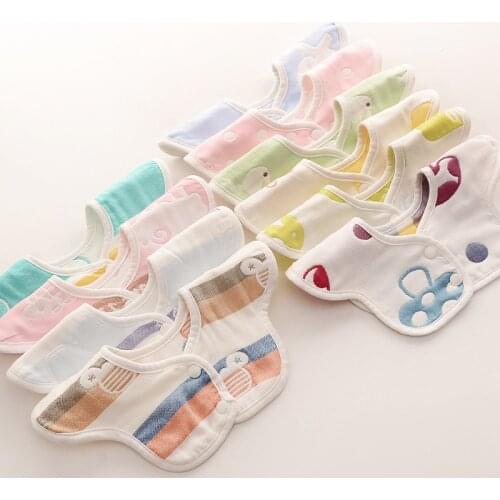 Baby Bibs Cute Cartoon Pattern Toddler Baby Waterproof Saliva Towel Cotton Fit 0-3 Years Old Infant Burp Cloths Feeding