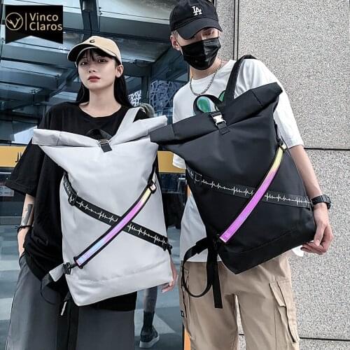 Large Capacity Mens Backpack Fashion Reflection School Backpack Boys Trend Brand Designer Bags for Men Quality Oxford Bookbag