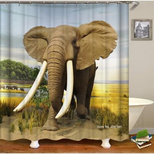 Bathtub Decoration Elephant Elk Peacock Butterfly Wild Animal Print Wind Natural Scenery High Quality Waterproof Shower Curtain