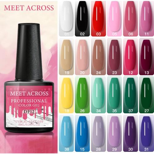 MEET ACROSS 8ML Matte Nail Gel Top Coat Color UV Nail Gel Polish Semi Permanent Soak Off UV LED Gel Nail Gel Nail Art DIY Design