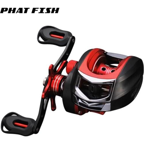 PHAT FISH 6.3:1 High Speed Magnetic Brake Power 13BB+1RB Metal Spool Low Profile Wheel Bass Match Fishing Baitcasting Reel