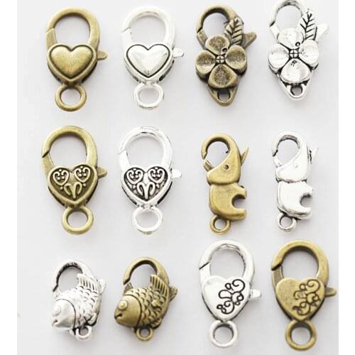 10pcs Antique Bronze Alloy Love Heart Lobster Clasp Hooks Fit For DIY Making Necklace Bracelet Jewelry Chains Connector Findings