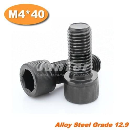 100pcs/lot DIN912 M4*40 Grade12.9 All Thread Alloy Steel Hex Socket Head Cap Screw