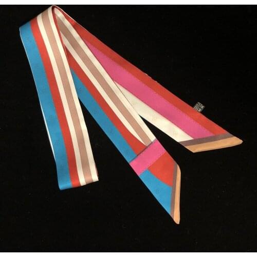 120*5cm New Striped Ribbon Printing Womens Tie Bag Handle Silk Scarf Small Ribbon Silk Scarf Small Neckerchief Scarf
