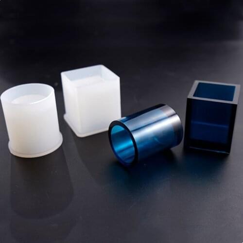 Round / square stereo mirror silicone mold DIY storage pen holder / mini flower pot epoxy resin mold decoration accessories tool