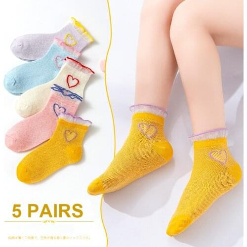 5 Pairs/Lot Baby Socks For Girls Newborns Infant Cute Cartoons Soft Cotton Socks Summer 0-11 Year Boy Girl Lovely Mesh Kids Gift