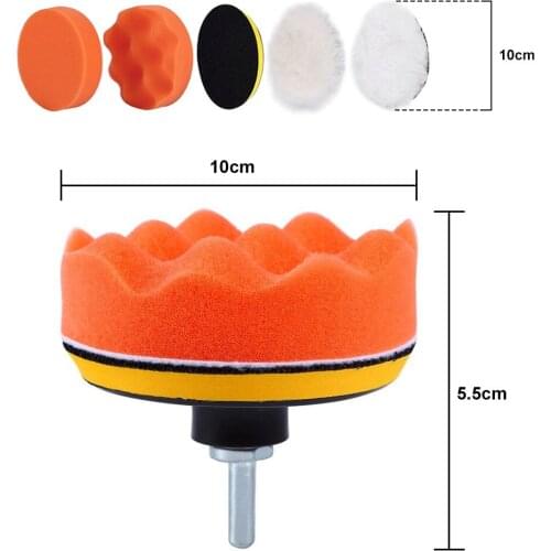 6Pcs 10cm / 4" High Gross Polisher Buffer Pad Set and M10 Drill Adapter Car Polishing Wax for car polishing and buffing
