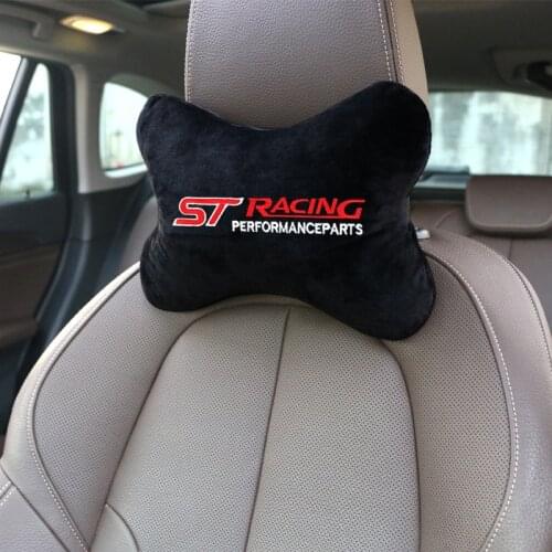 1Pcs Car Pillows Headrest Neck Rest Cushion Support Seat Accessories Auto Black Safety Pillow fit for Ford ST Racing Focus Kuga